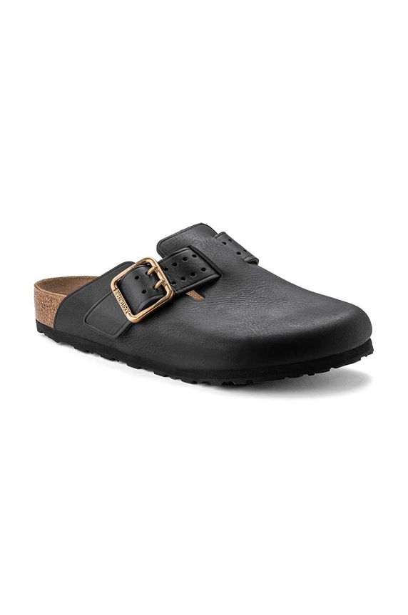 Birkenstock klapki skórzane Boston Bold Gap 1022577 czarny SS24