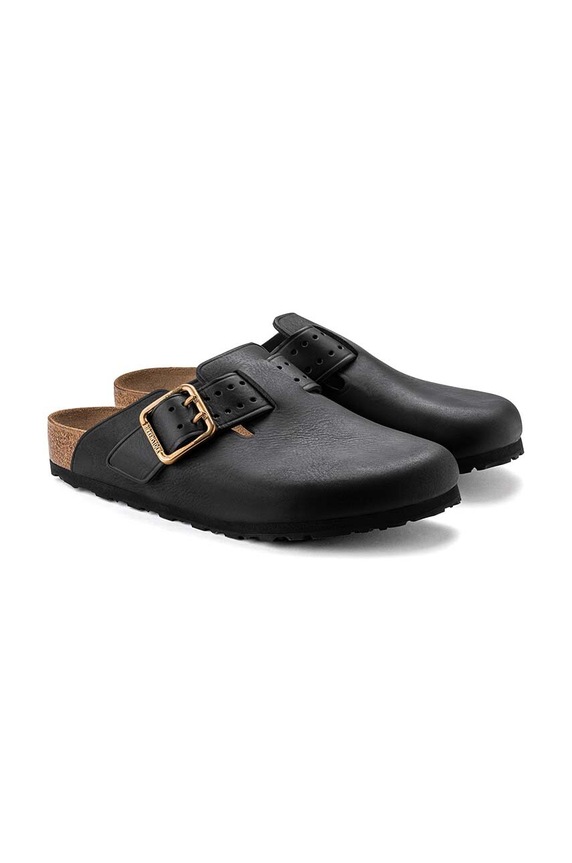Birkenstock klapki skórzane Boston Bold Gap czarny 1022577