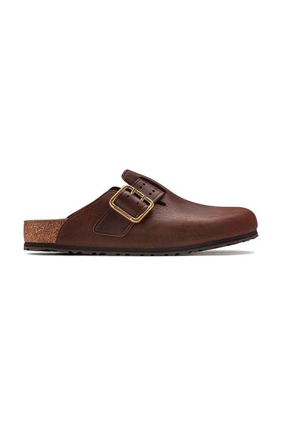 Birkenstock leather sliders Boston Bold Gap brown 1022589