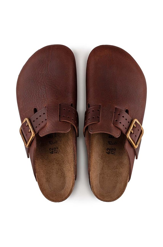 Birkenstock leather sliders Boston Bold Gap 1022589 brown
