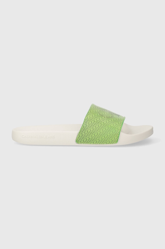Calvin Klein Jeans papuci SLIDE LENTICULAR YM0YM00953 verde SS24