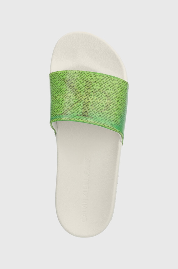 Calvin Klein Jeans papuci SLIDE LENTICULAR verde YM0YM00953