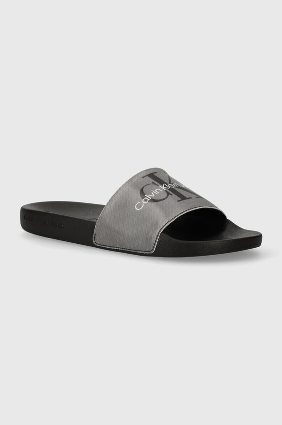 Calvin Klein Jeans klapki SLIDE LENTICULAR srebrny YM0YM00953