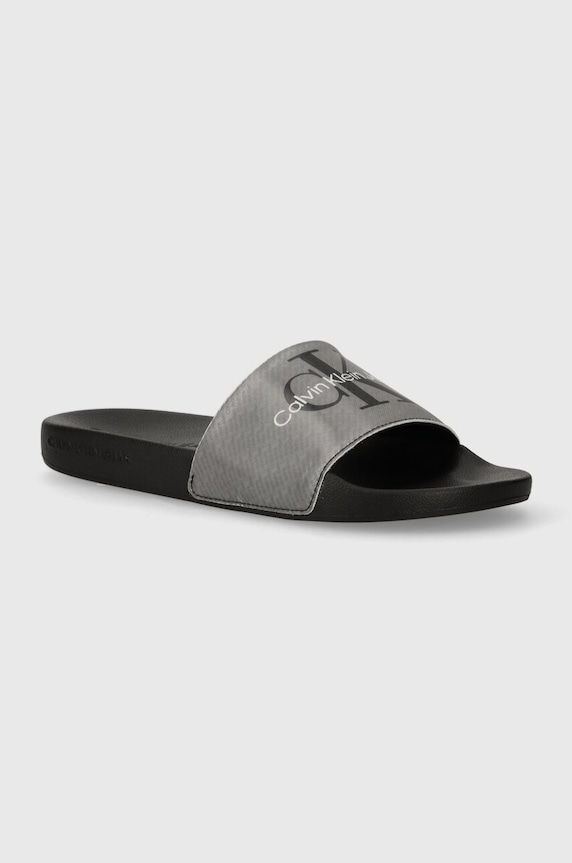 Calvin Klein Jeans klapki SLIDE LENTICULAR srebrny YM0YM00953