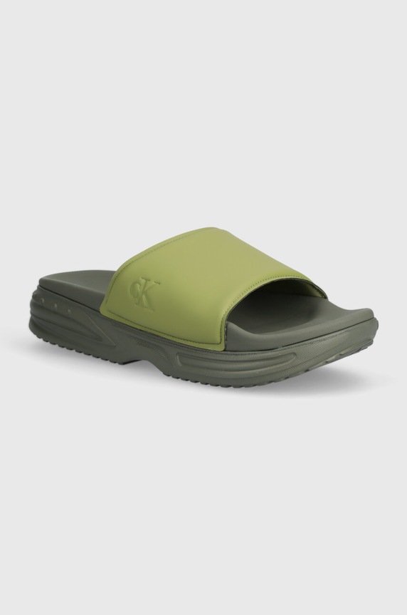 Calvin Klein Jeans ciabatte slide CHUNKY COMF SLIDE MINIMAL RAW YM0YM00956 verde SS24
