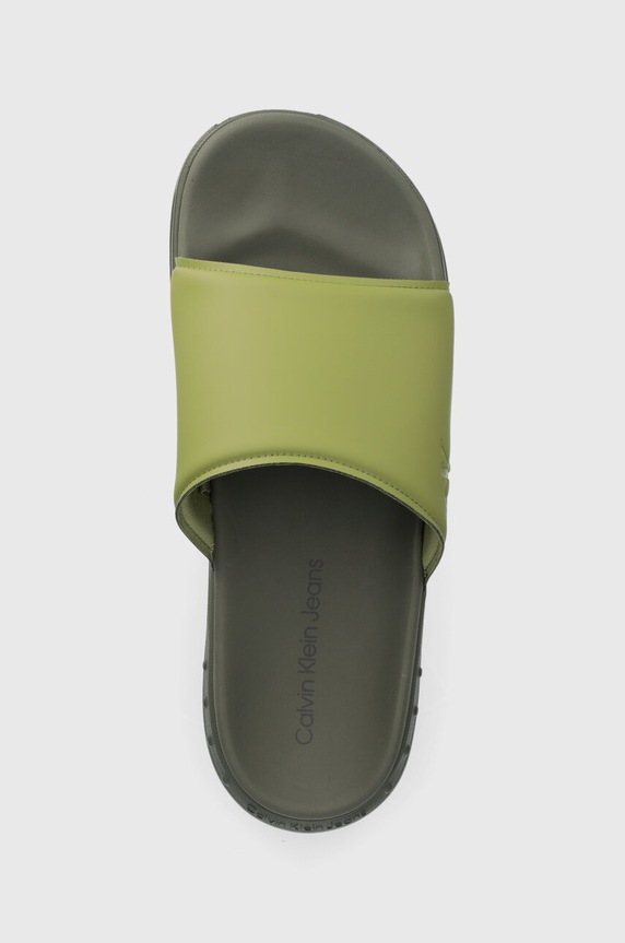 Calvin Klein Jeans ciabatte slide CHUNKY COMF SLIDE MINIMAL RAW verde YM0YM00956
