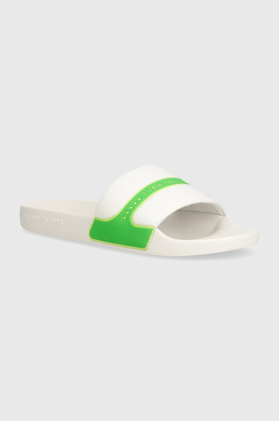 Calvin Klein Jeans klapki SLIDE NEOPRENE SNAP biały YM0YM00960