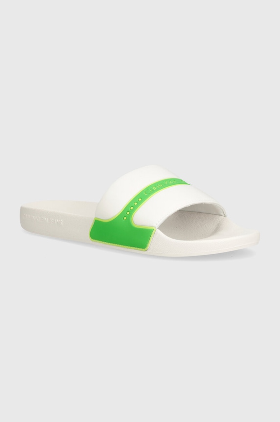 Calvin Klein Jeans klapki SLIDE NEOPRENE SNAP biały YM0YM00960