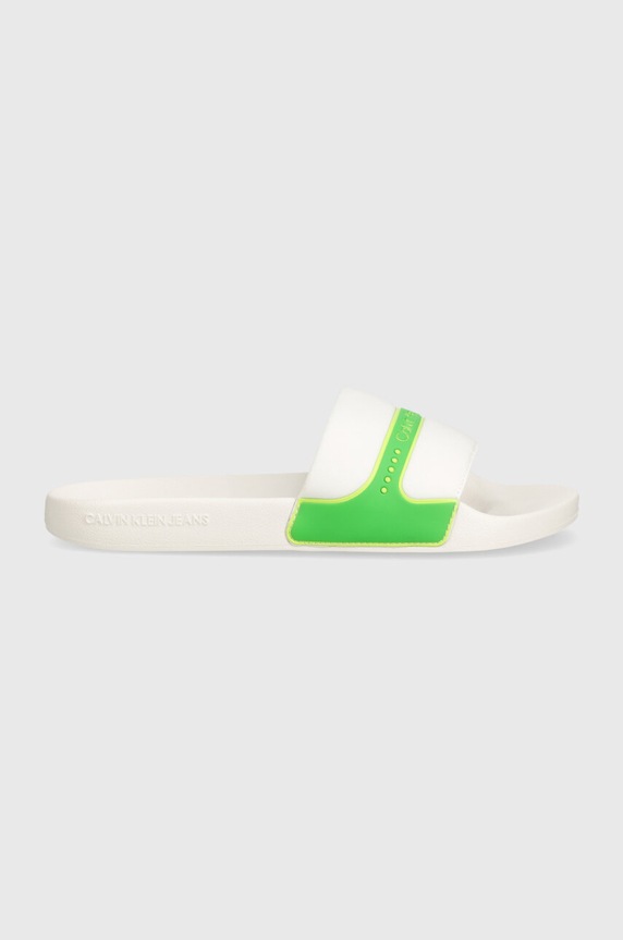 Calvin Klein Jeans klapki SLIDE NEOPRENE SNAP YM0YM00960 biały SS24