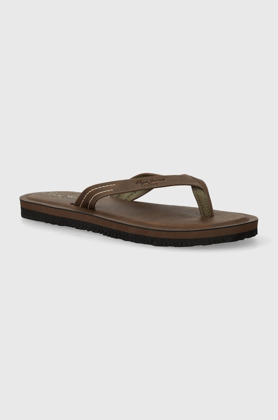 Pepe Jeans japonki PMS70141 imitacja skóry licowej brązowy PMS70141