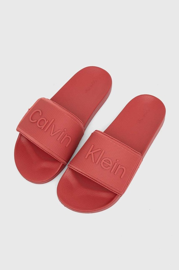 Calvin Klein klapki ADJ POOL SLIDE TPU HM0HM01437 czerwony SS24