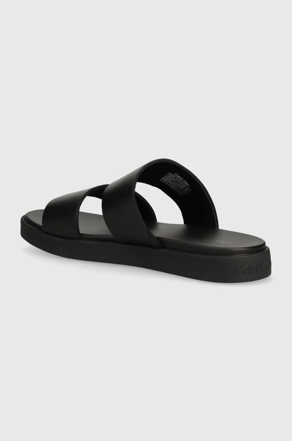 Obuwie Calvin Klein klapki skórzane DOUBLE STRAP HM0HM01414 czarny