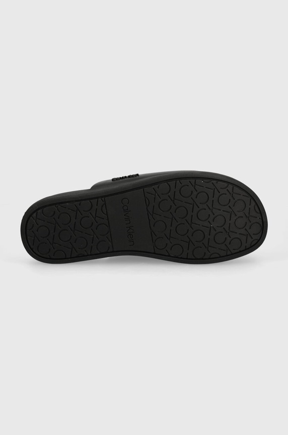Calvin Klein klapki skórzane MULE HM0HM01407 czarny