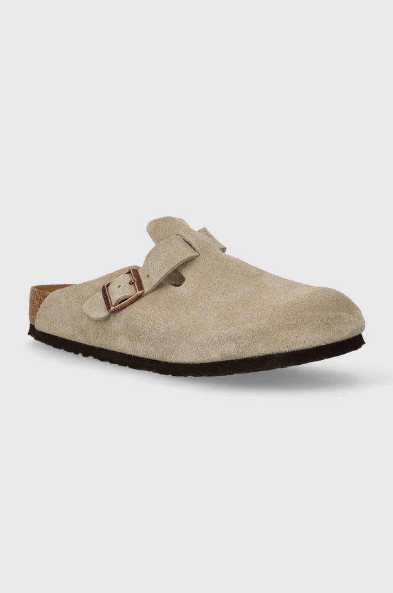 Birkenstock klapki zamszowe Boston Gift Box beżowy 60461