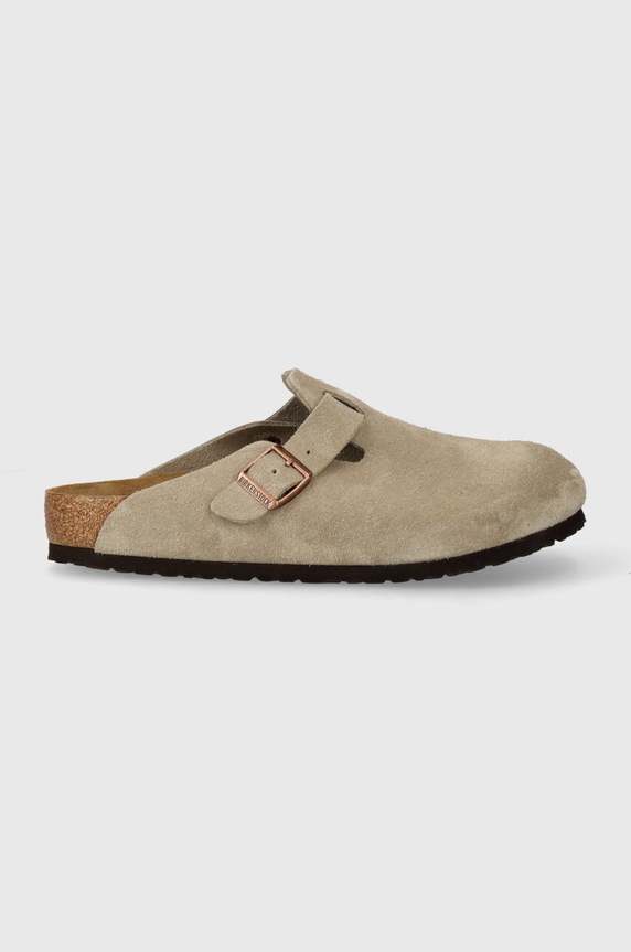 Birkenstock klapki zamszowe Boston 60461 beżowy AA00