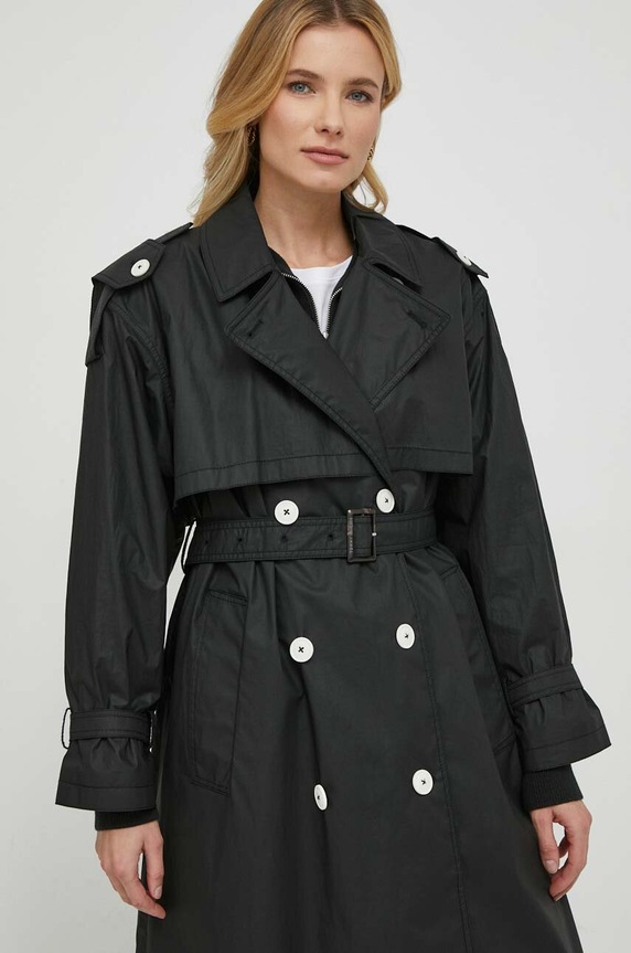 Tommy Hilfiger pamut trencskabát fekete WW0WW40483