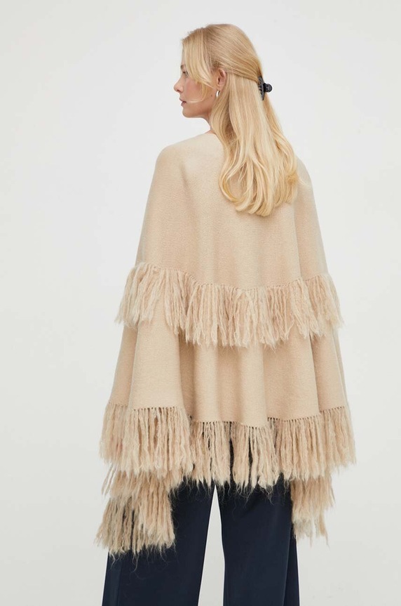 Odzież By Malene Birger poncho wełniane Q72091002 beżowy