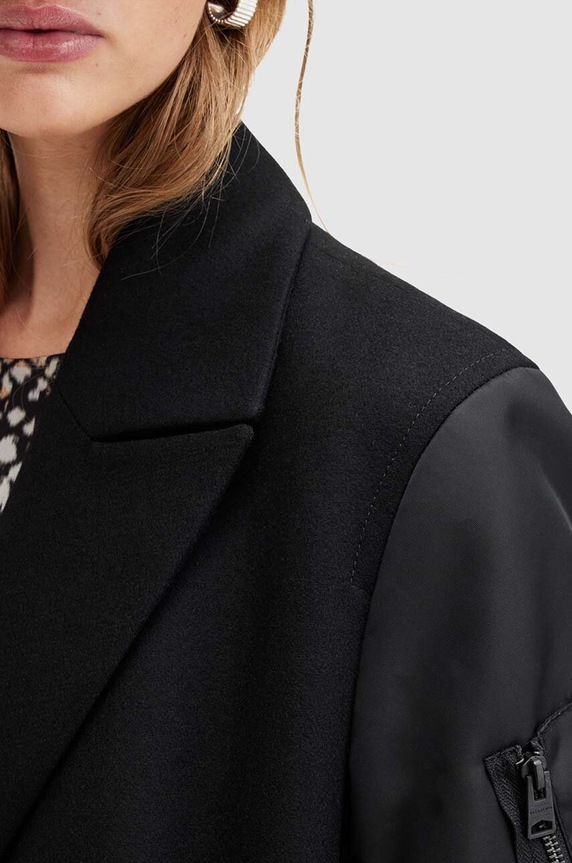 AllSaints gyapjú kabát PAULAH W007OZ fekete AW25