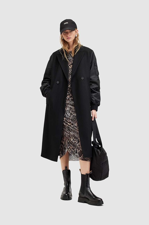 AllSaints gyapjú kabát PAULAH W007OZ