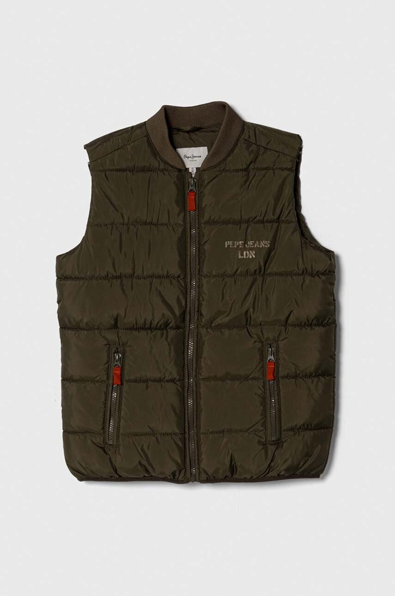 Pepe Jeans bezrękawnik dziecięcy CAID bez kaptura zielony PB401267