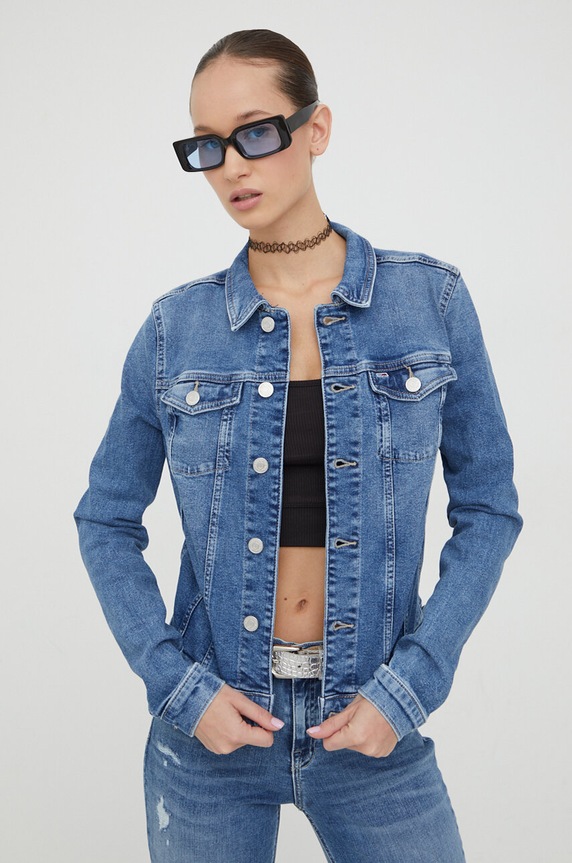 Tommy Jeans kurtka jeansowa bez kaptura niebieski DW0DW17213