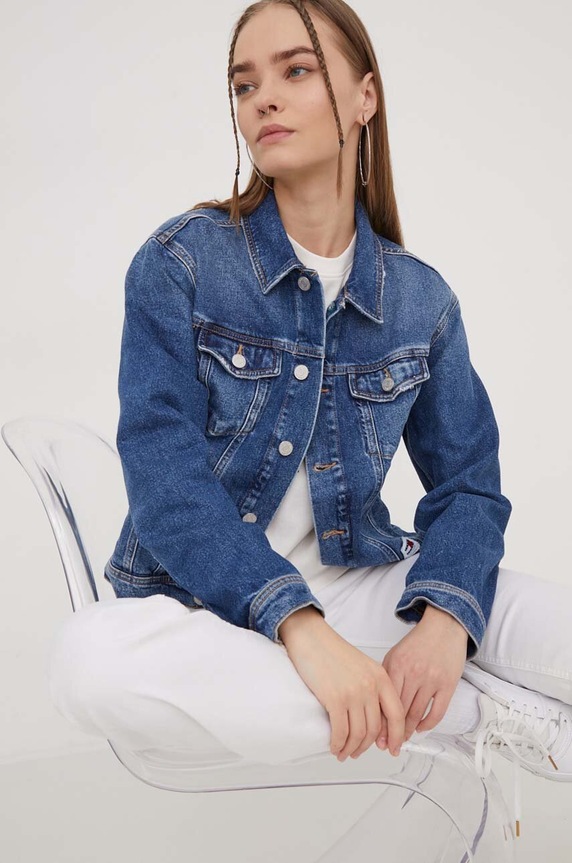 Tommy Jeans kurtka jeansowa bez kaptura niebieski DW0DW16986