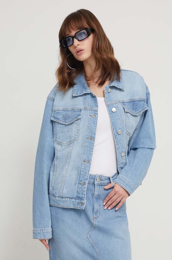Chiara Ferragni giacca di jeans denim blu 76CBS400