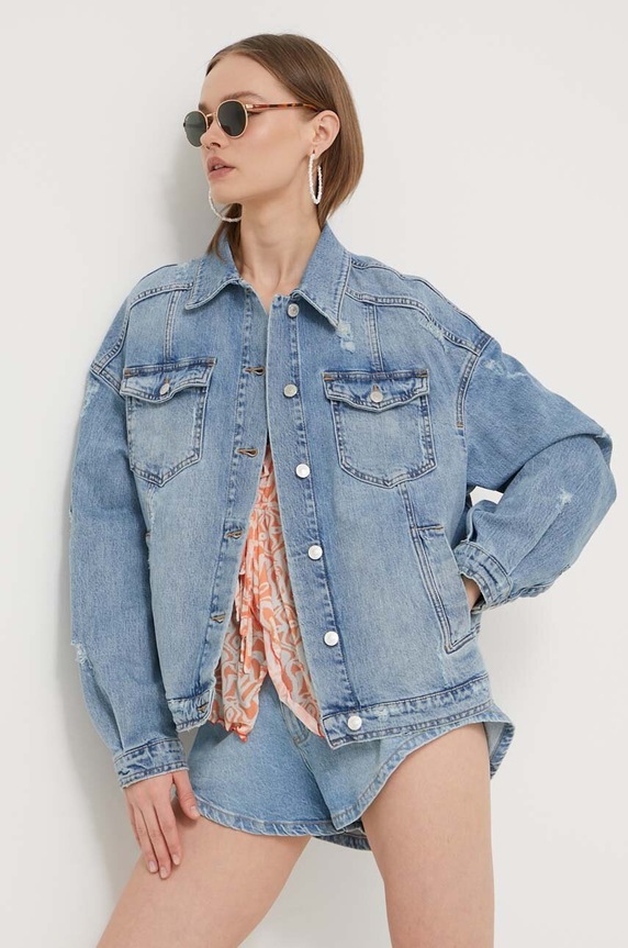 Odzież Chiara Ferragni kurtka jeansowa PUNK PUNK 76CBS414 niebieski