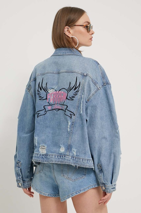 Chiara Ferragni kurtka jeansowa PUNK PUNK niebieski 76CBS414