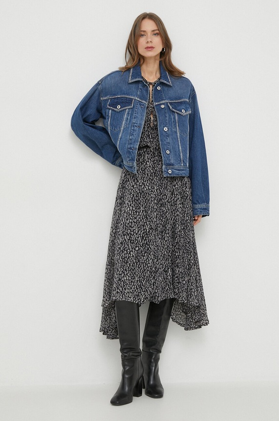 Rifľová bunda Pepe Jeans TURNER SPARKLE PL402328 tmavomodrá SS24