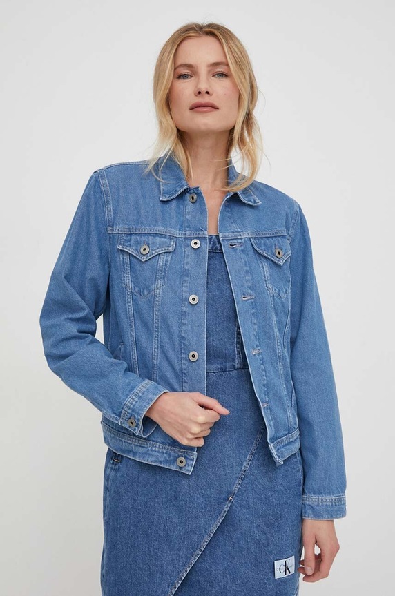 Pepe Jeans kurtka jeansowa ROSE JACKET RCLM bez kaptura niebieski PL402387