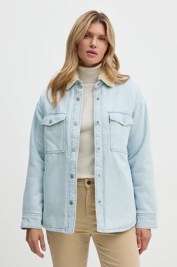 Levi's kurtka koszulowa z domieszką wełny bez kaptura niebieski A7183