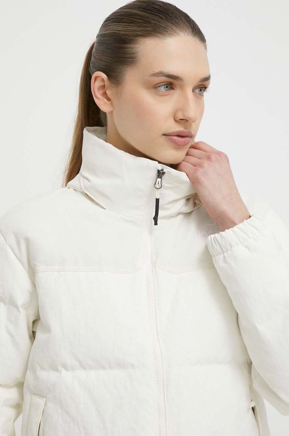 Μπουφάν με επένδυση από πούπουλα The North Face μπεζ NF0A870RQLI1