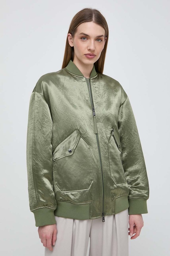 Max Mara Leisure kurtka bomber bez kaptura zielony 2416481038600