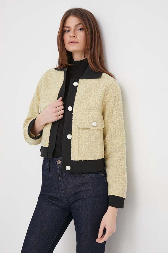 Sako s primjesom vune Sisley bez uzorka zlatna 23ILLN03Z