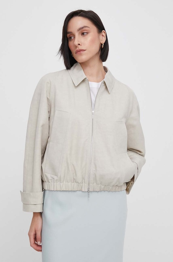 Calvin Klein kabát vászonkeverékből K20K206588 szürke SS24
