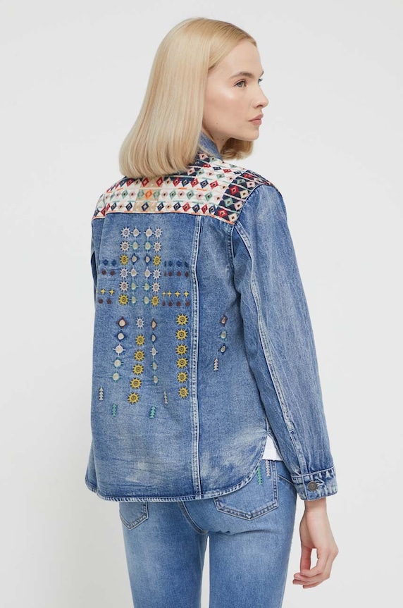 Ρούχα Τζιν μπουφάν Desigual 24SWED13 μπλε
