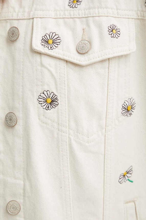 Desigual kurtka jeansowa FLOWERS 24SWED21 beżowy