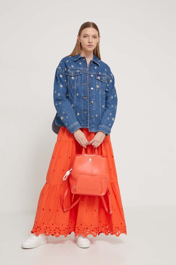 Džínová bunda Desigual FLOWERS 24SWED21 modrá SS24