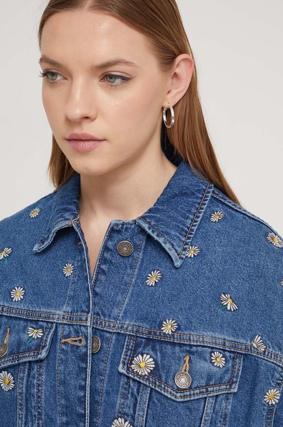 Džínová bunda Desigual FLOWERS 24SWED21 modrá