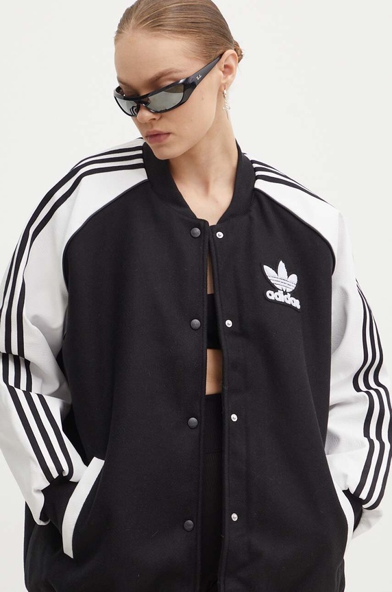 Μπουφάν bomber adidas Originals SST Oversize VRCT μαύρο IR5519