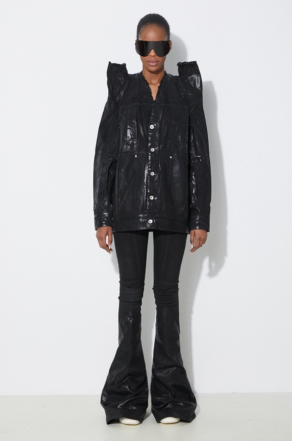 Rick Owens kurtka jeansowa Denim Jacket Tec Worker DS01D1704.BF.09 czarny SS24