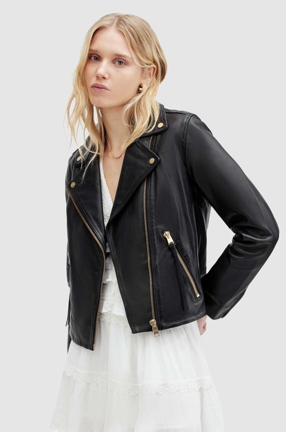 AllSaints bőrdzseki DALBY fekete WL196Z