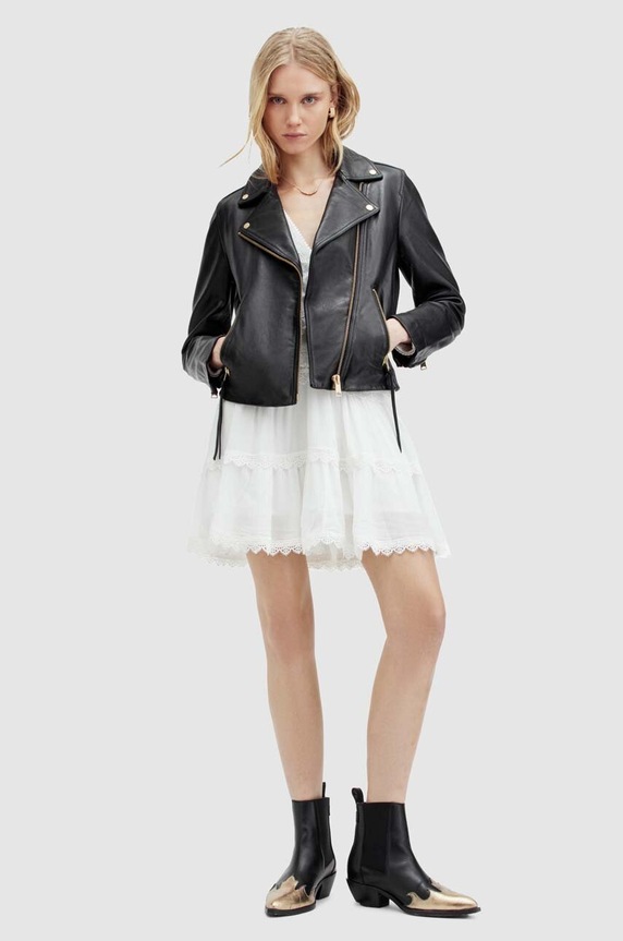 AllSaints bőrdzseki DALBY WL196Z fekete