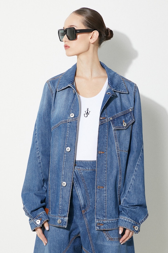 JW Anderson giacca di jeans Twisted Jacket non isolato blu DJ0030.PG1164.804
