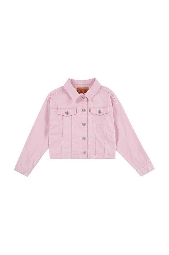 Levi's kurtka jeansowa dziecięca LVG COLOR BABY BAGGY TRUCKER bez kaptura różowy 3EK106
