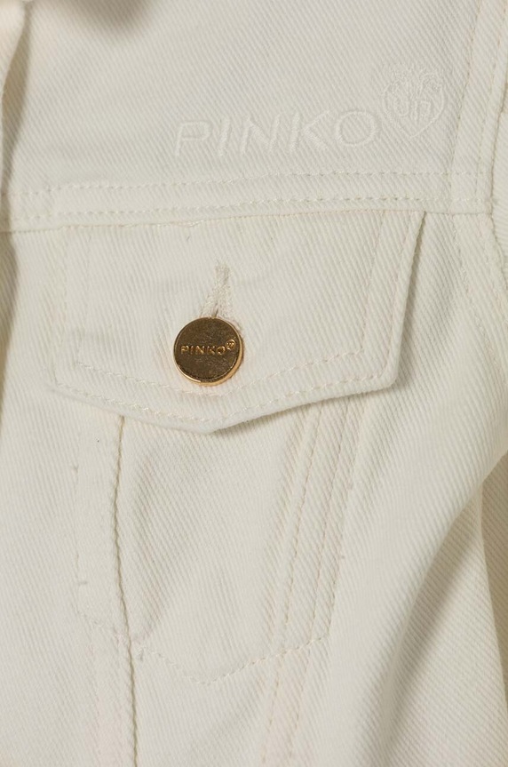 Dziewczynka Pinko Up kurtka jeansowa dziecięca S4PIJGJK012 biały
