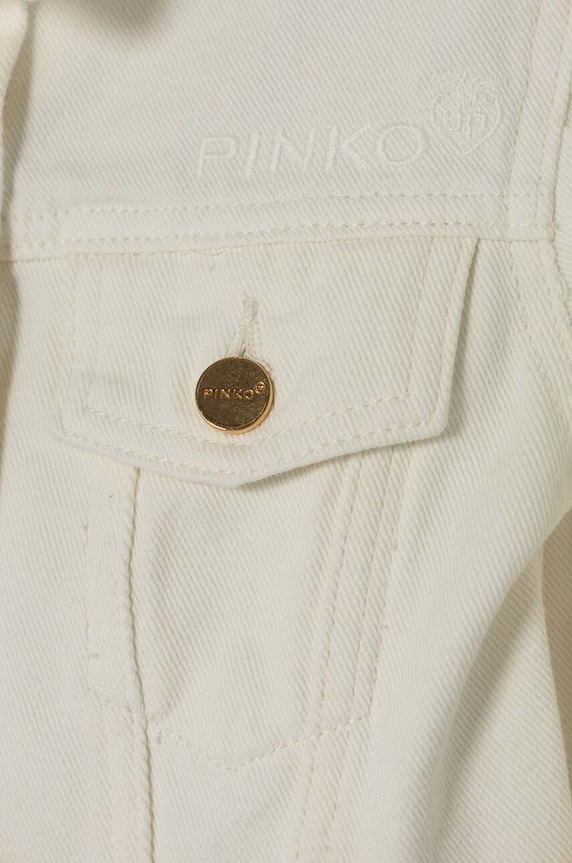 Dziewczynka Pinko Up kurtka jeansowa dziecięca S4PIJGJK012 biały