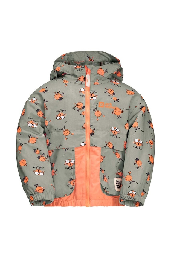 Jack Wolfskin kurtka przeciwdeszczowa dziecięca SMILEYWORLD AOP pozostałe szary 1610771.
