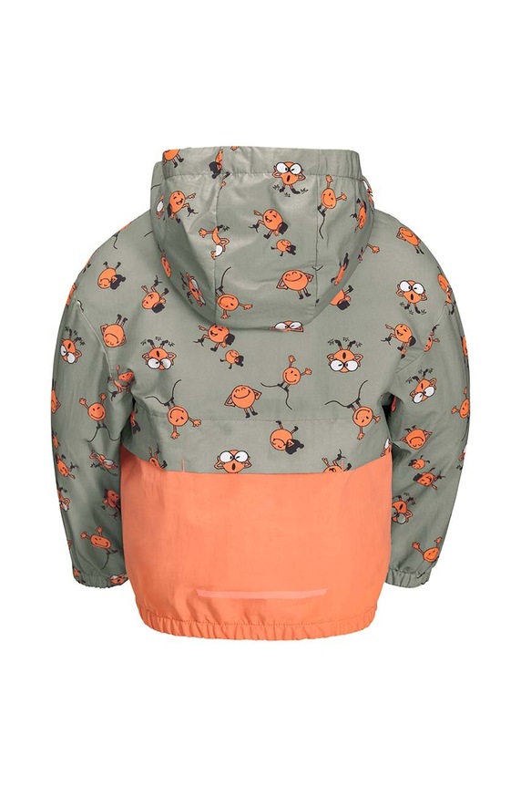 Jack Wolfskin kurtka przeciwdeszczowa dziecięca SMILEYWORLD AOP 1610771. szary SS24